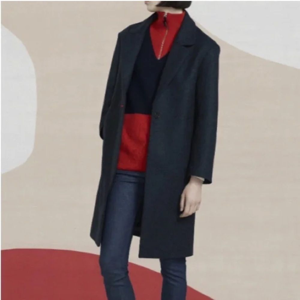 NEW Zadig & Voltaire Women's Black Marly Lainage Wool Blend Long Coat Size M